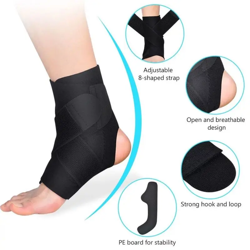 Adjustable Ankle Brace Breathable & Comfortable Elastic Ankle Support Sleeve Running Basketball Volleyball Foot Tendon Support