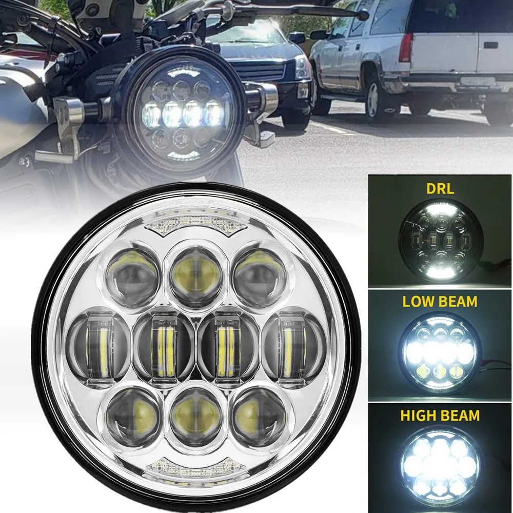 

80W 5.75Inch Motorcycle LED Headlight 5 3/4'' Round Hi Low Beam Headlamp For Indian Scout Dyna Softail Sportster 883 1200 XL