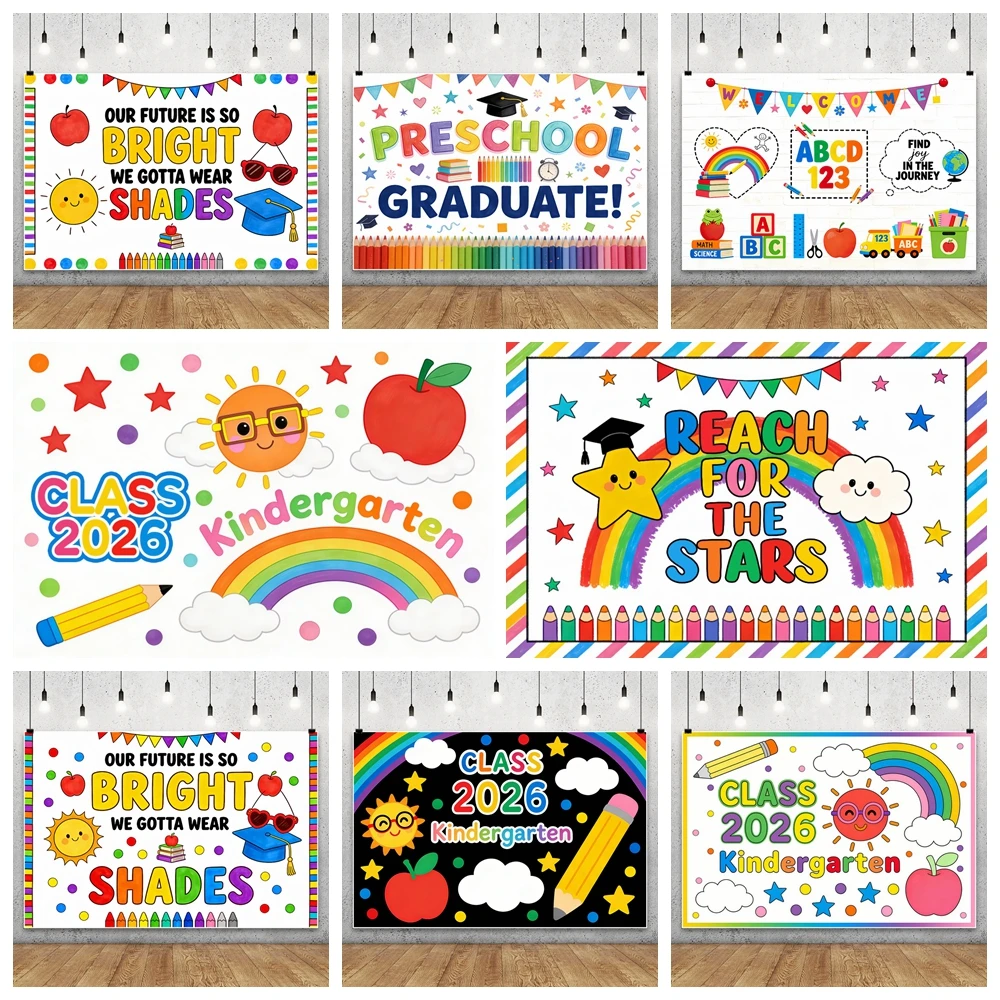Kindergarten Classroom Backdrop Online Teaching Class 2026 First Day of School Homecoming Children Photography Backgrounds