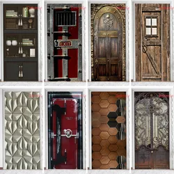 Bookcase Door Stickers Wallpaper Vinyl Escape Door Wooden Doors Safe Decorative Stickers For Doors Waterproof Peel And Stick Art