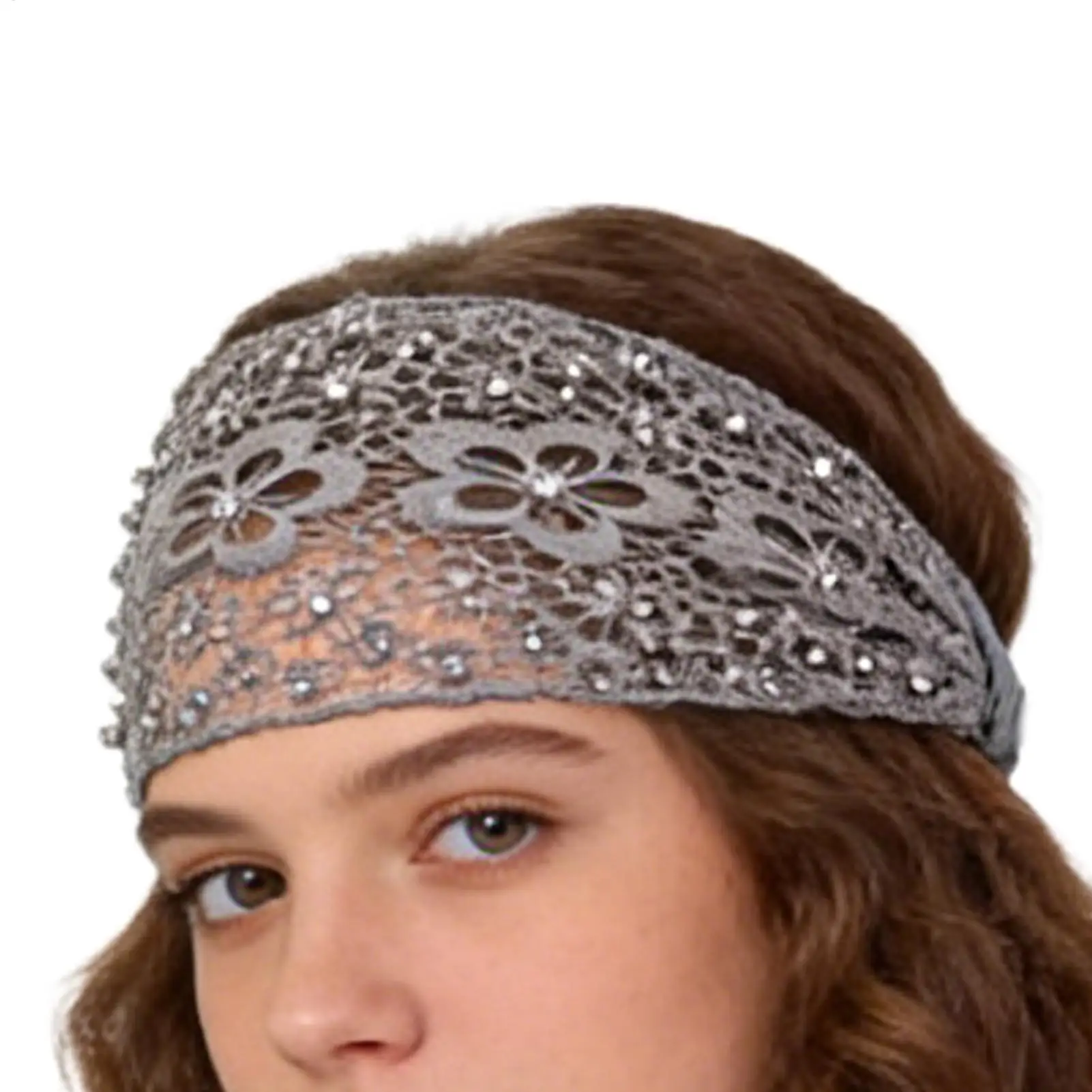 

Lace Headband Beaded Floral Pearl Head Wrap Wide Elastic Boho Headbands for Women for Wedding Hair Styling Travel Daily Wear