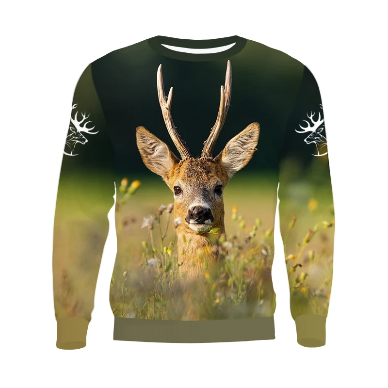 

New 3D Printing Hunting Deer Fashion Men Women Tracksuits Crewneck Hip Hop Sweater Plus Size S-7XL Harajuku