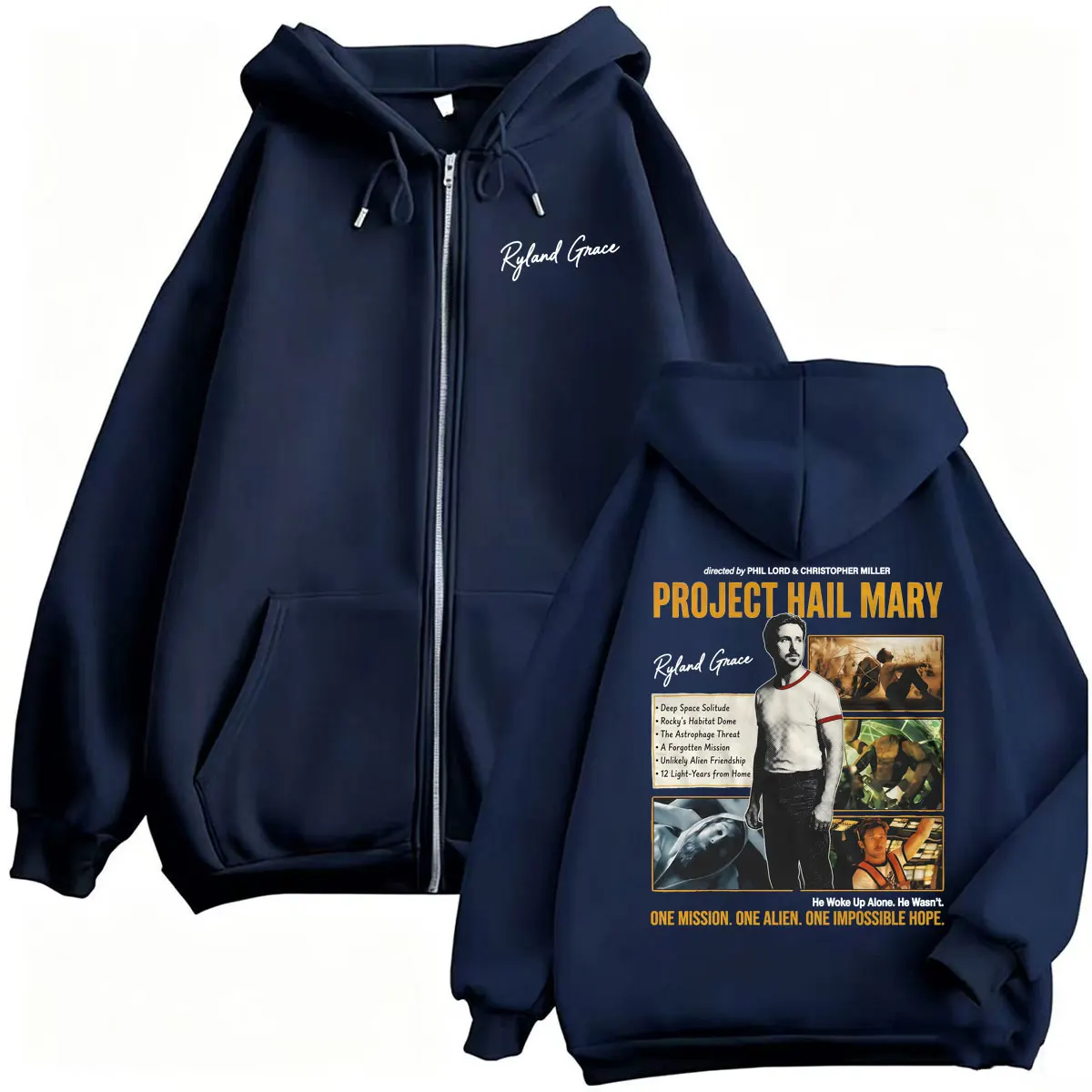 Project Hail Mary 2026 Movie Zip Up Hoodies Funny Ryland Grace Jacket Sweatshirts Coats Men Women Casual Fleece Zipper Pullovers