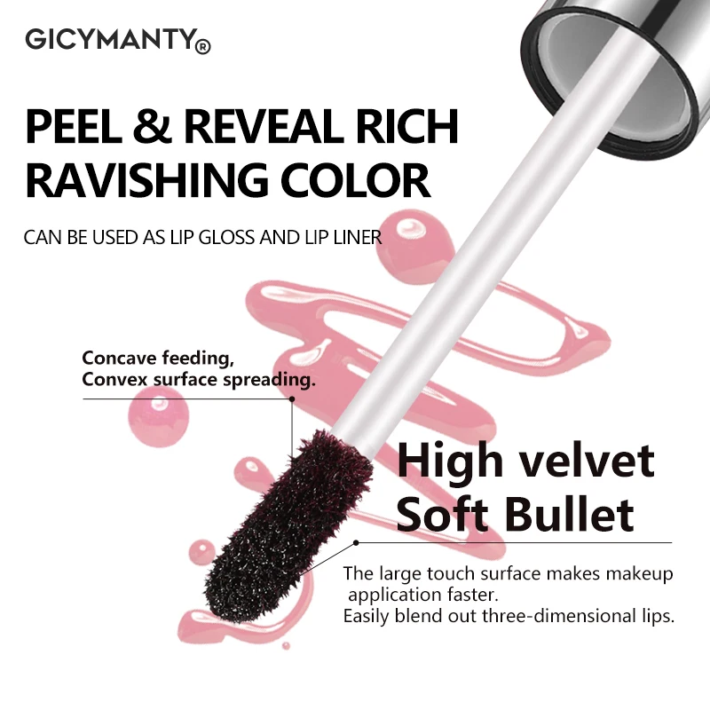 Caneta de linha labial vermelha com boca rasgada pode deixar cor por um longo tempo, cor labial tingida a rasgo não é fácil de desbotar, boca marrom roxo lip lin