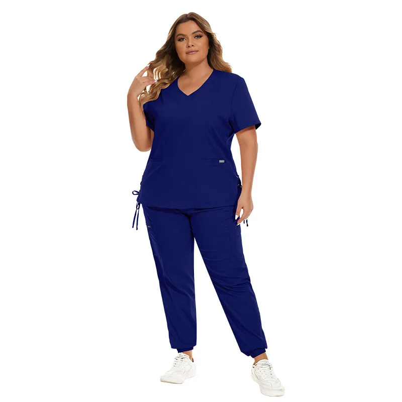 New Scrubs Set Medical Uniforms Stretch Scrub Tops with Pocket Pants Nurse Uniform Doctor Surgery Overalls Beauty Salon Workwear