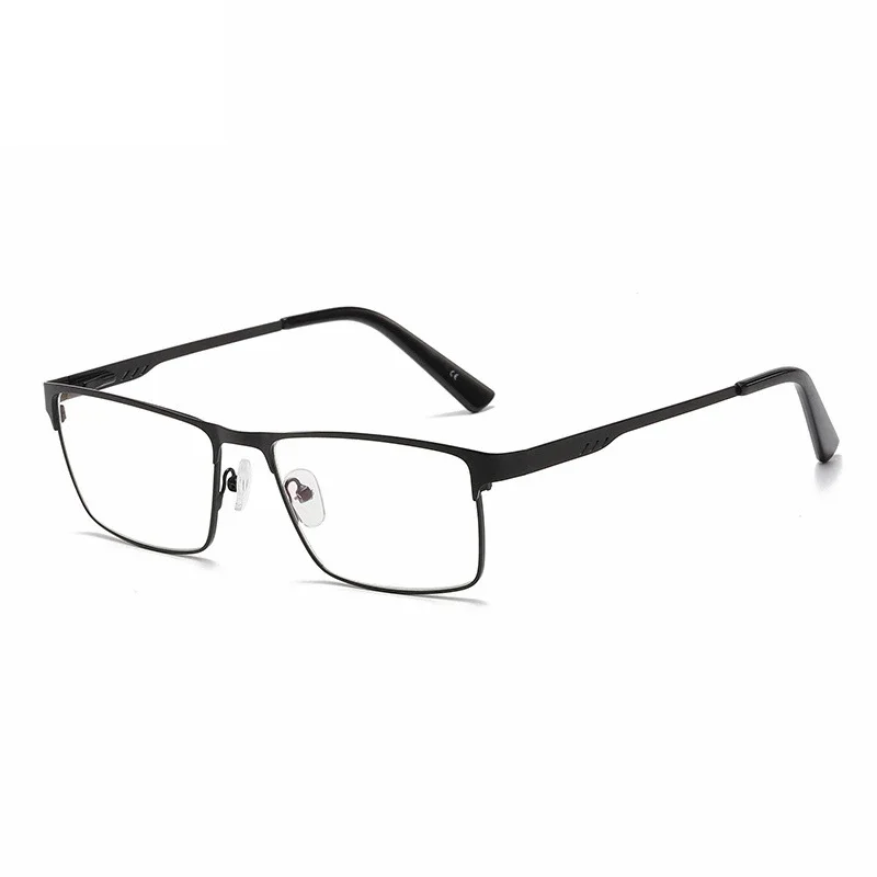 Blue Light Blocking Eye Protection Eyeglasses Men Square Metal Large Frame Reading Spring Leg Elderly Presbyopia Glasses