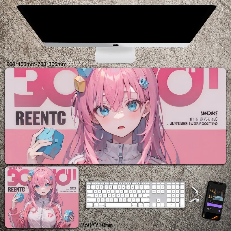 

Lonely Rock Animation anime Large mouse pad xxl rubber keyboard mouse carpet anti-slip Girl's bedroom gamer desk mat