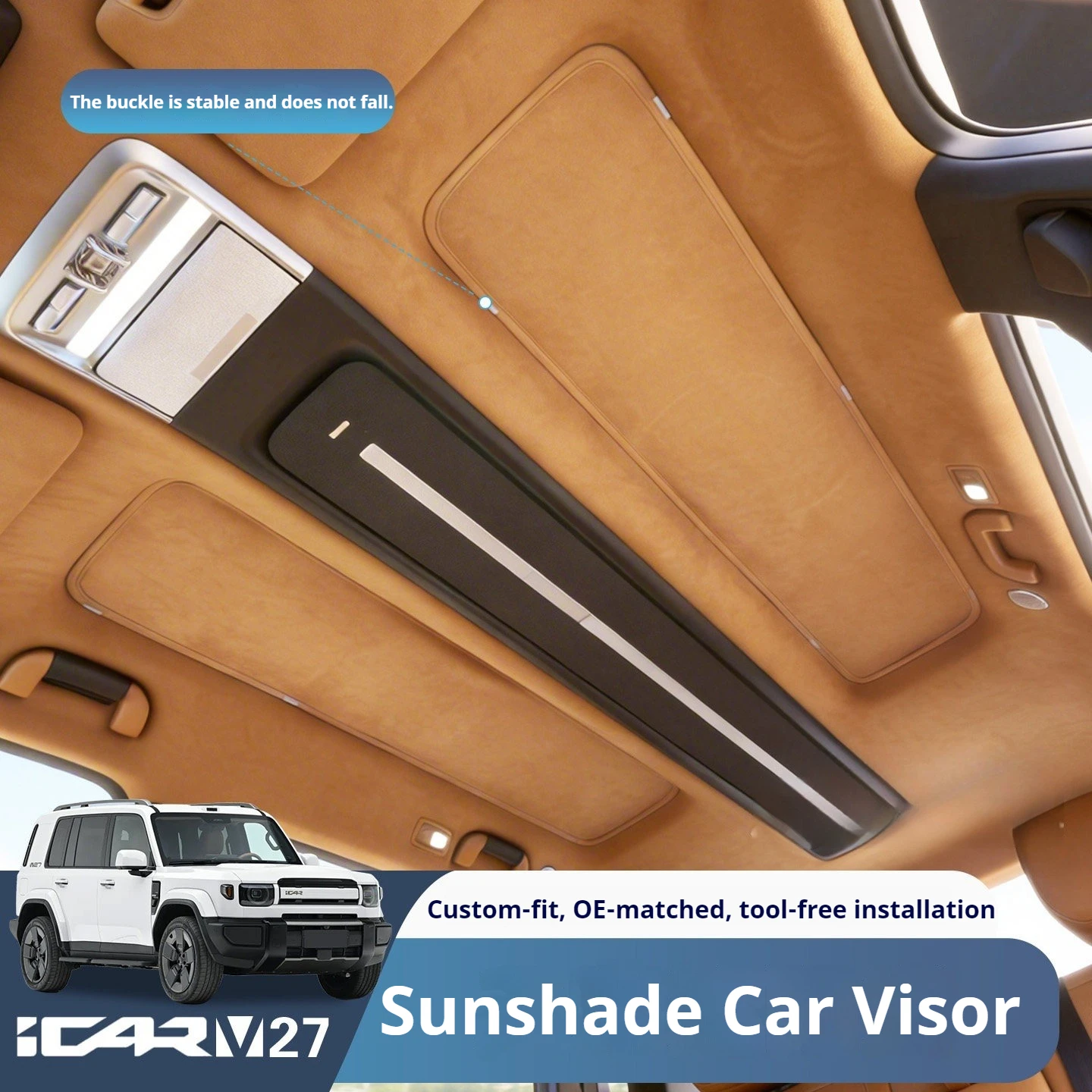 For Chery iCaur iCAR V27 Panoramic Roof Sunshade Curtain Heat‑Insulation Sun‑Shield Roof Canopy Mod Upgrade Car Accessories