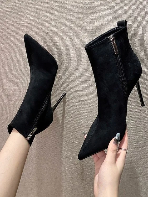 

Women's ort Boots Autumn Winter Red Sole Velvet Surface Slim Pointed Toe High Heels Faionable Winter Boots Korean Sle