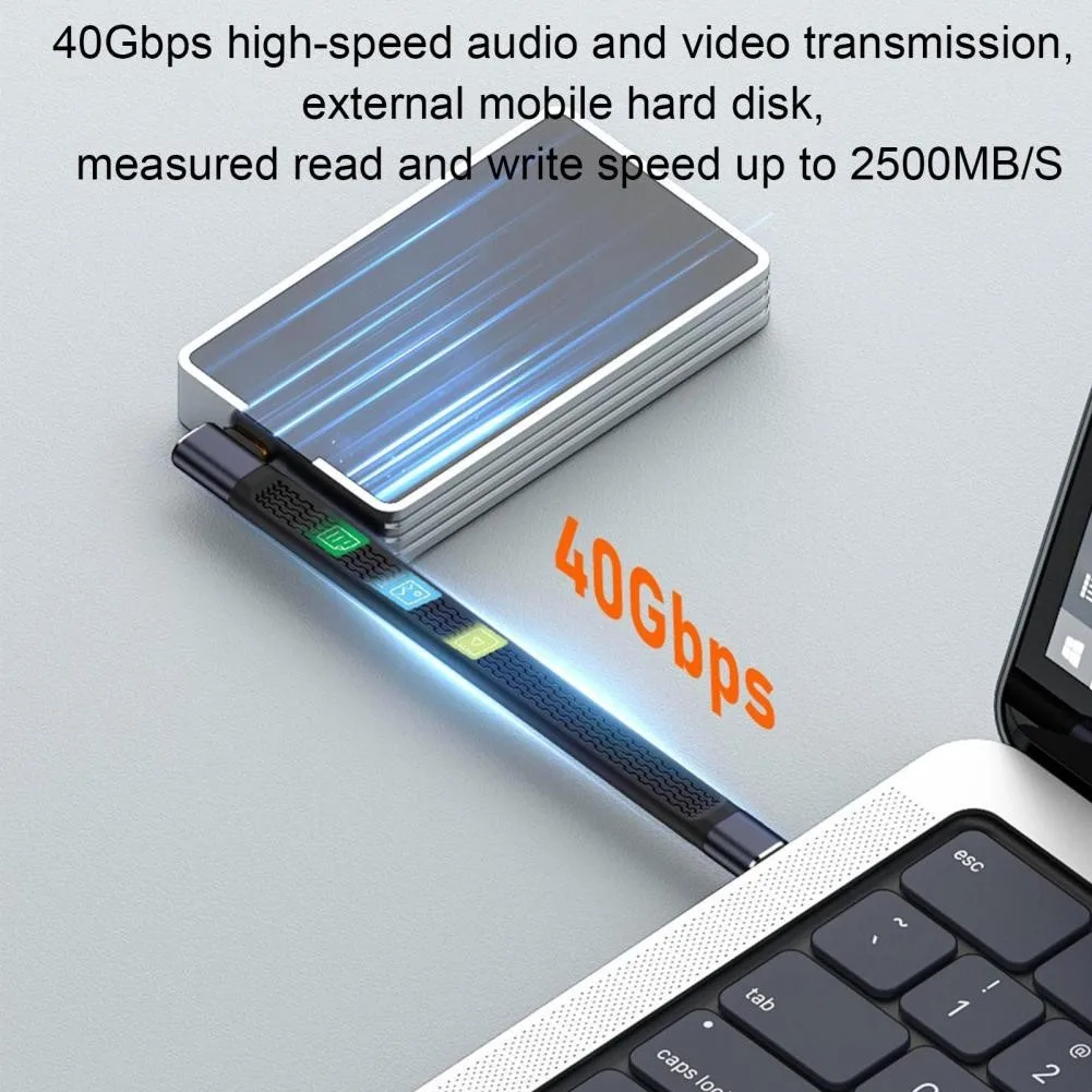 USB 4.0 케이블, 15cm 짧은 USB C에서 USB C 케이블, 40Gbps 데이터 변속기, 240W 고속 충전 케이블, FPC 디자인