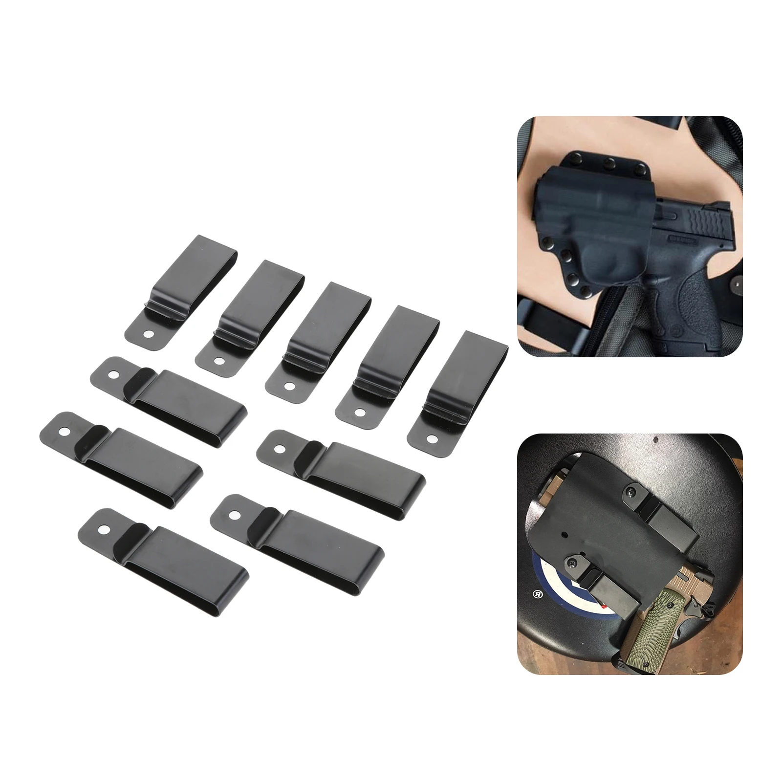 10pcs Spring Buckle Sheath Clip for IWB OWB Gun&Knife Holsters Sheaths Pockets Wallet Key Hooker DIY Accessories Iron Black