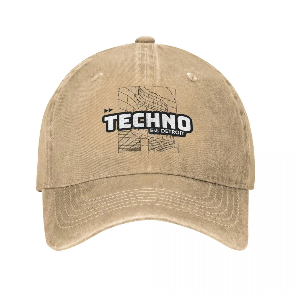 TECHNO Detroit Merch Unisex Baseball Cap Novelty Distressed Washed Caps Hat Casual Outdoor Summer Dad Hat