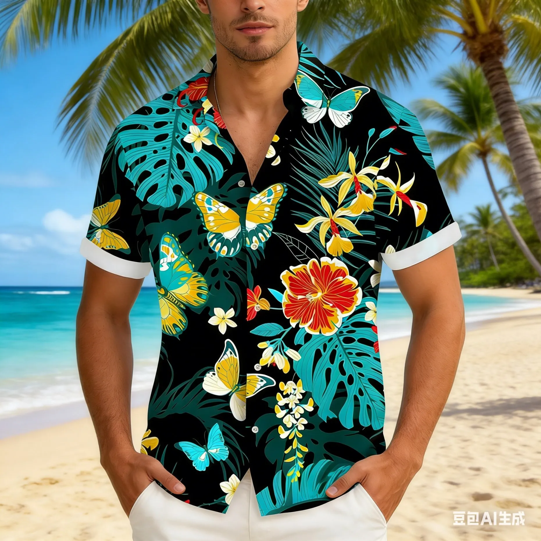 

Men's Shirt Tropical Leaf Graphic Summer Hawaiian Shirt Short Sleeve Lapel Shirt Fashion Streetwear Outdoor Street Casual Blouse