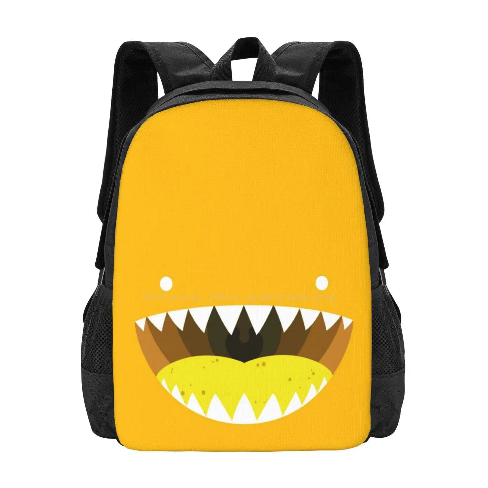 Mouth Tee Yellow Pattern Design Laptop Travel School Bags Mouth Teeth Tongue Cute Yellow