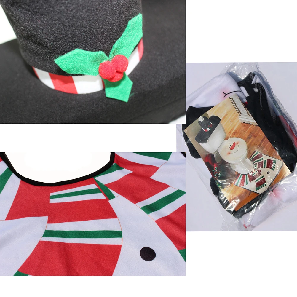 

Christmas Themed Bathroom Mat Set U-Shaped Toilet Rug Soft Non Slip Floor Mat Toilet Seat Cover Water Tank Lid 2 In 1 Set