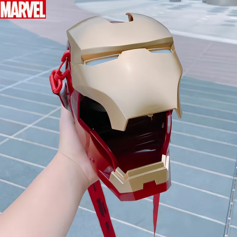 Marvel Iron Man Cartoon Helmet Popcorn Bucket Plastic Sound And Light Toys Portable Storage Box Anime Peripheral Cool Gift Toys