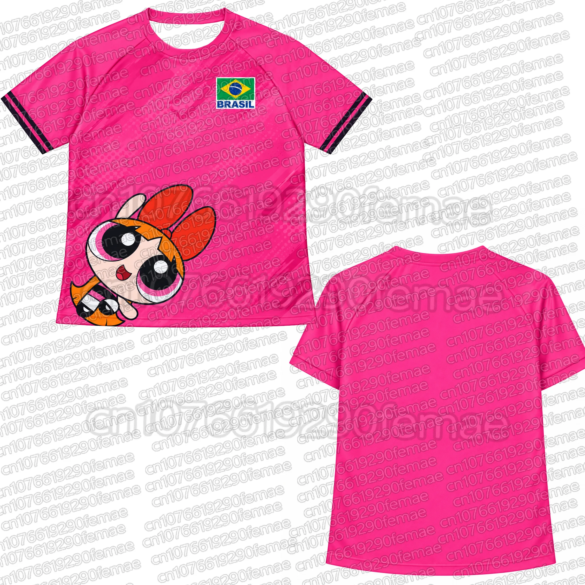 2026 Neues Brasilien Volleyball-Trikot Kinder-T-Shirt im THE POWERPUFF GIRLS-Stil Kurzarm-Oberteil für Jungen und Mädchen Vielseitiges Sport-Shirt – Detail 4