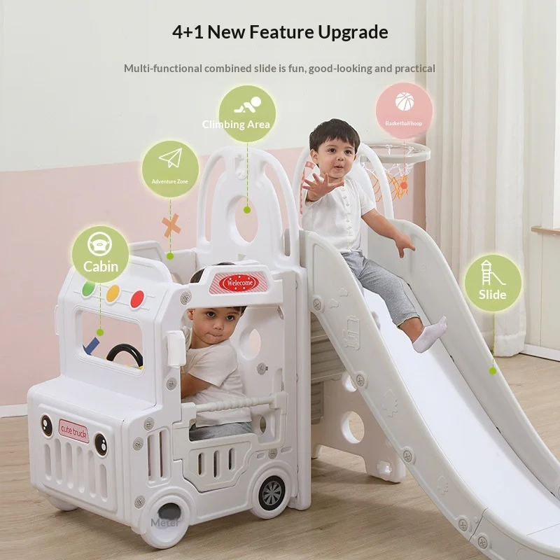 

Детский домашний игровой комплекс для малышей: пластиковая горка, игровая площадка, скалодром, безопасные поручни, компактный складной надувной замок