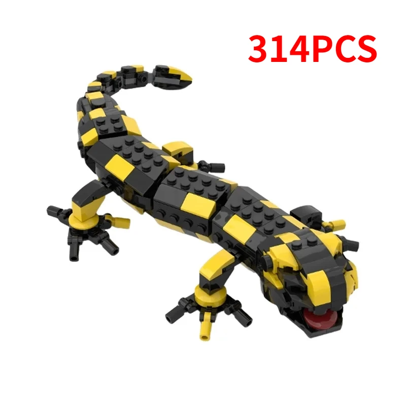 Reptiles série fogo salamandra blocos de construção MOC-97315 criativo bonito rastejando animal de estimação montagem modelo quebra-cabeça brinquedo do miúdo presente aniversário