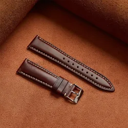 Vintage Oil Wax Leather Strap 18mm 19mm 20mm 21mm 22mm Glossy Calfskin Universal Quick Release WatchBand for Samsung Watch 6/5/4