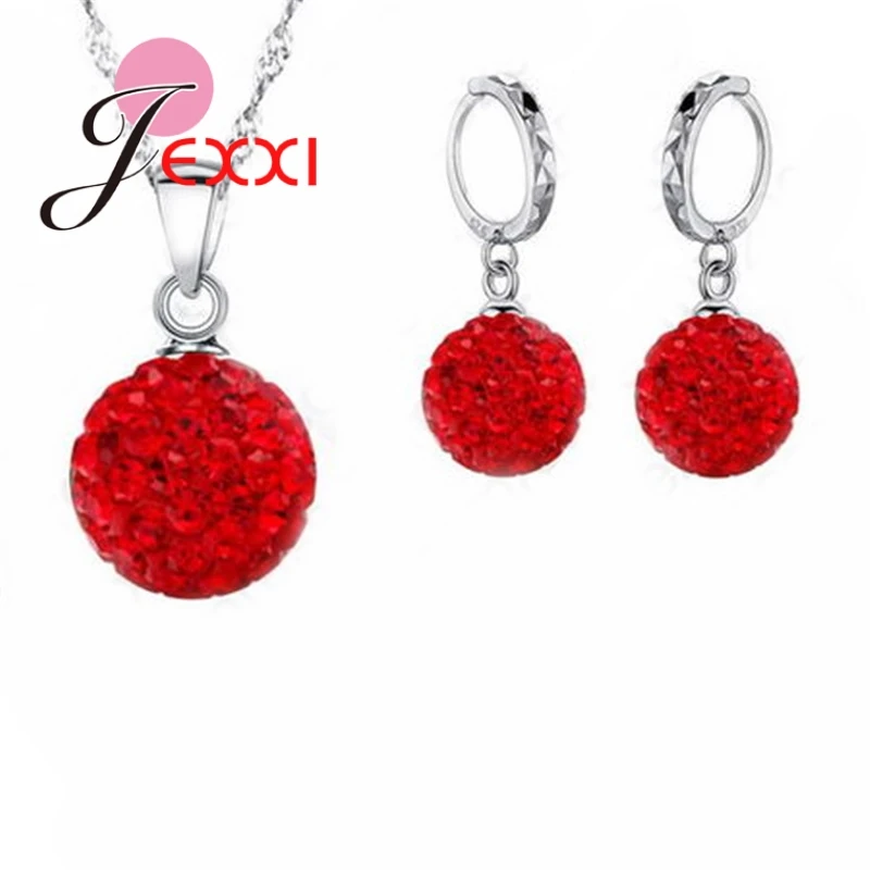 Jewelry High Quality Factory Price Fashion Wholesale Austrial Crystal Colorful 925 Sterling Silver Color Necklace&Earring Sets