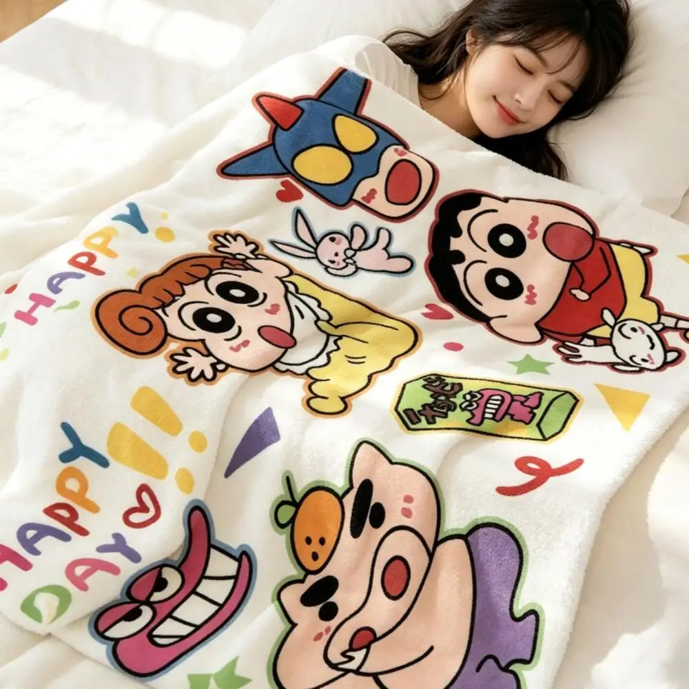 Nap Blanket Cartoon Crayon Shin-Chan Cute Shawl Anime Summer Thin Flannel Air Conditioning Blanket Student Lunch Break Blanket