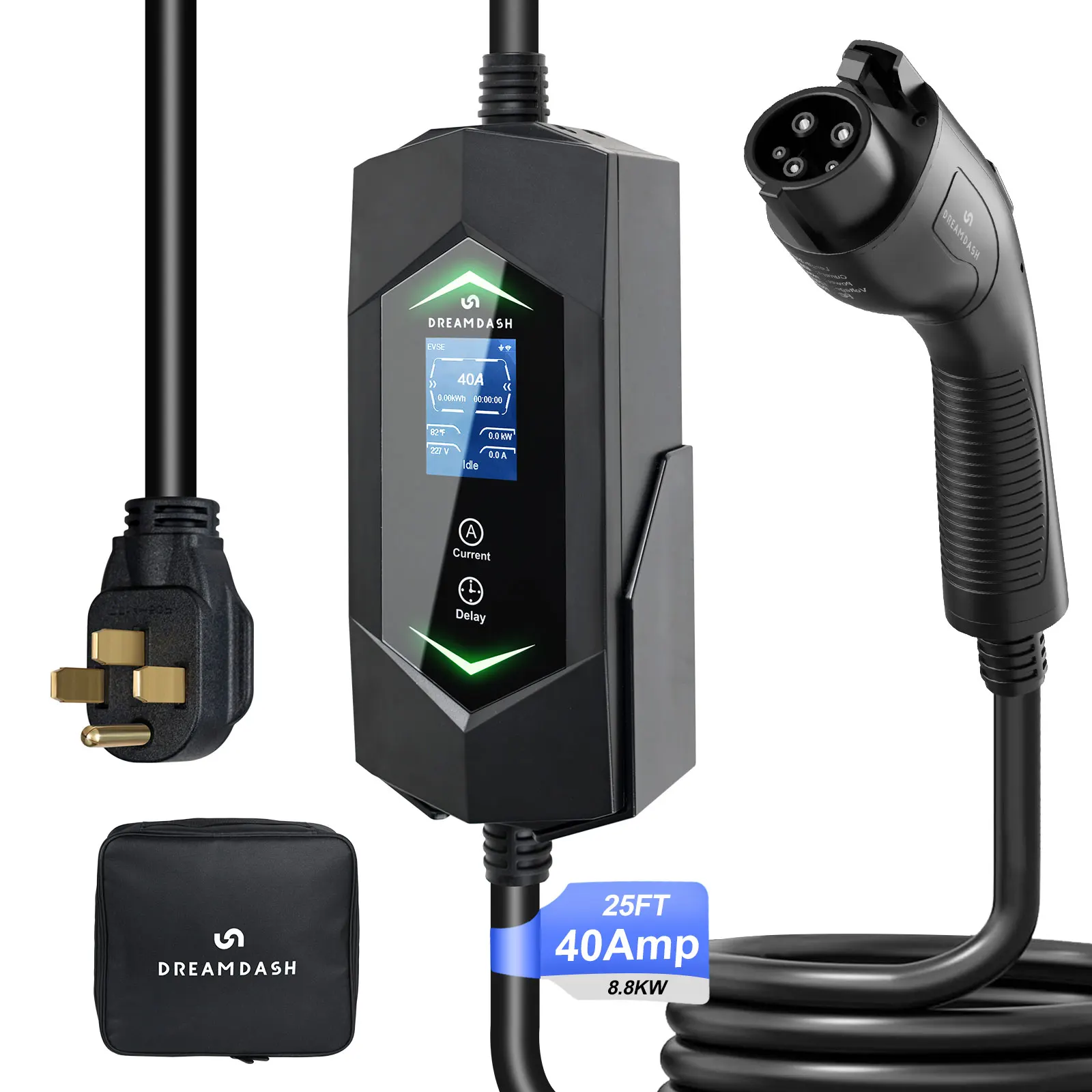 

Dreamdash Level 2 Ev Charger For All SAE J1772 EVs 25ft ETL Listed Electric Vehicle Charger 40A Fast Charger 220V-240V With App