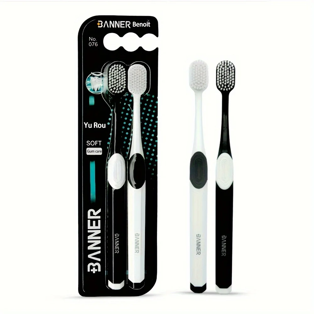 2pcs Advanced Soft Bristled Couple Toothbrush, Wide Head Cleaning and Gum Protection Toothbrush,  for Gift Home Use Toothbrush