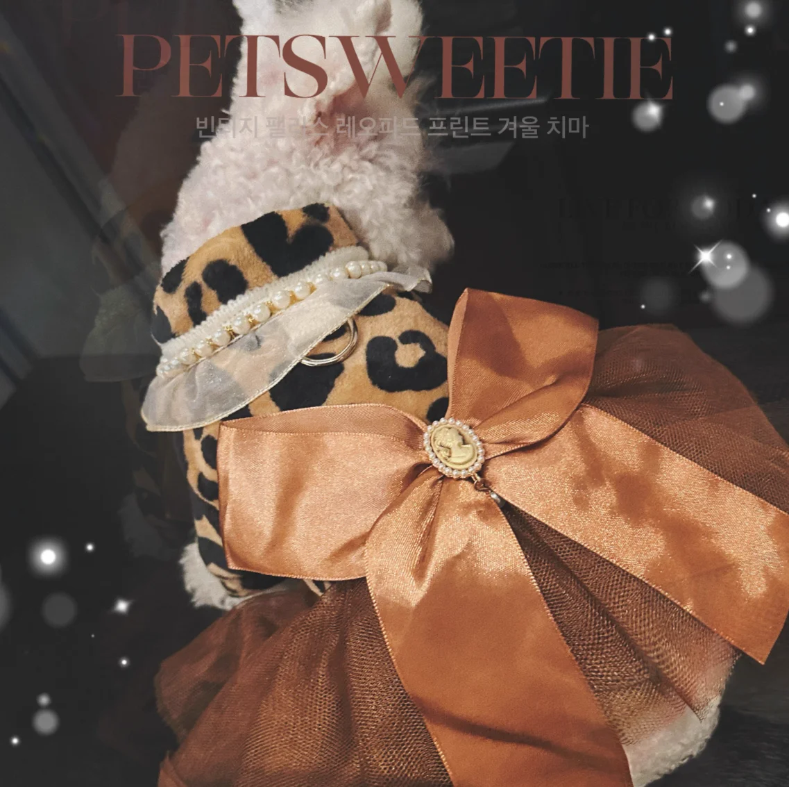 레오파드 프린트 겨울 애완동물 드레스 이미지