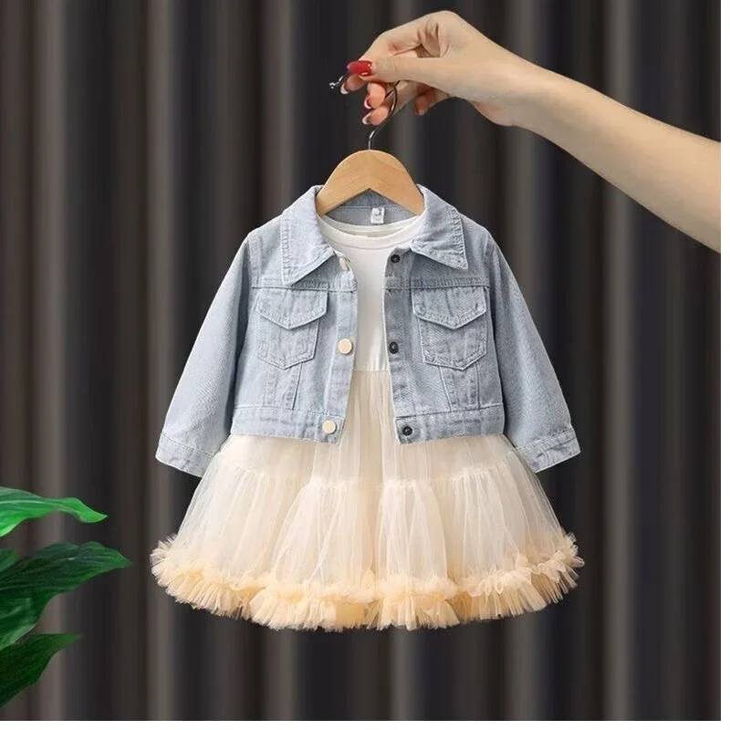 Kids Denim Jackets for Girls Baby Bow Coats2024 Spring Autumn Fashion Child Kids Outwear Jackets Jean Dress 2 3 4 5 6 7Y