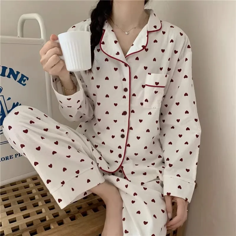 Women's Pajamas Sleepwear Set Spring/Autumn Home Furnishing Long Sleeve Pants Set Casual Breathable Sleep Home Furnishing