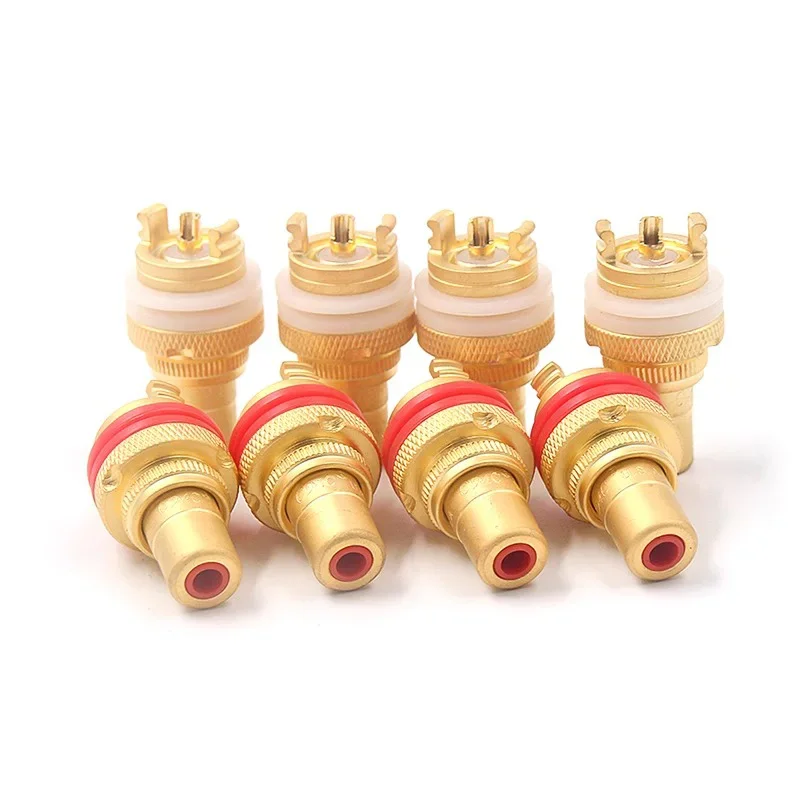 5/20PCS RCA Connector Socket Chassis Panel Mount Female Speaker Terminal Bright Dumb Gold Plated Jack HiFi Audio Plug