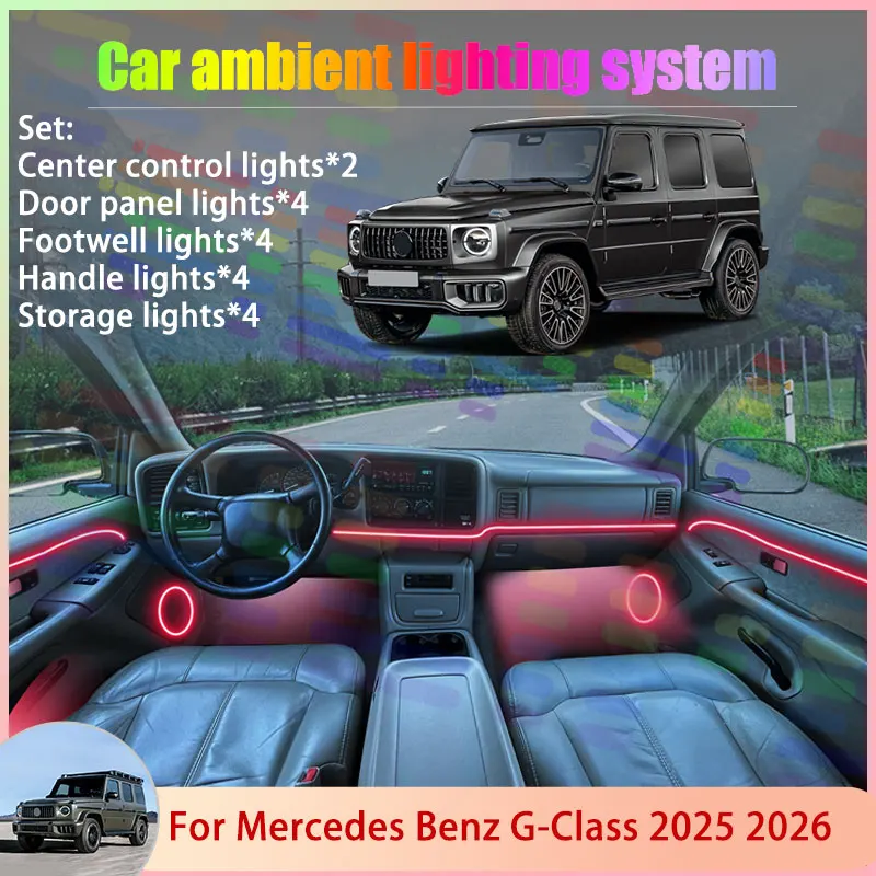 

For Mercedes Benz G-Class G Class W465 2025 2026 2/18 in 1 Car Atmosphere Light Lamp RGB Shade Ensemble Streamer Atmosphere Set
