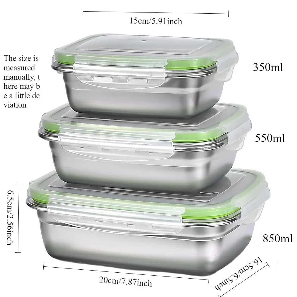 3 Piece Stainless Steel Food Containers 6