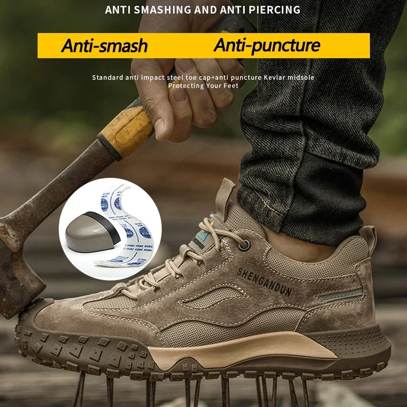 Fashion Steel Toe Cap Shoes For Men Anti Scalding Anti Smashing Wrok Safety Boots And Anti Puncture Protective Male Footwear