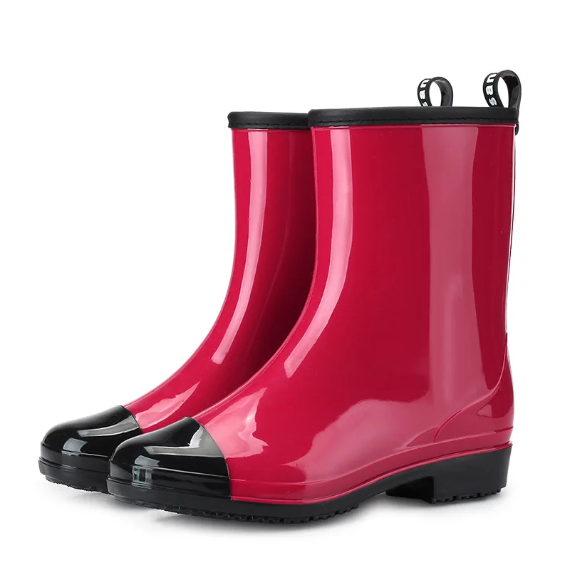 Botas de chuva femininas à prova dwaterproof água trabalho antiderrapante botas moda cor combinando sapatos de água mulher casual pesca botas de borracha curtas