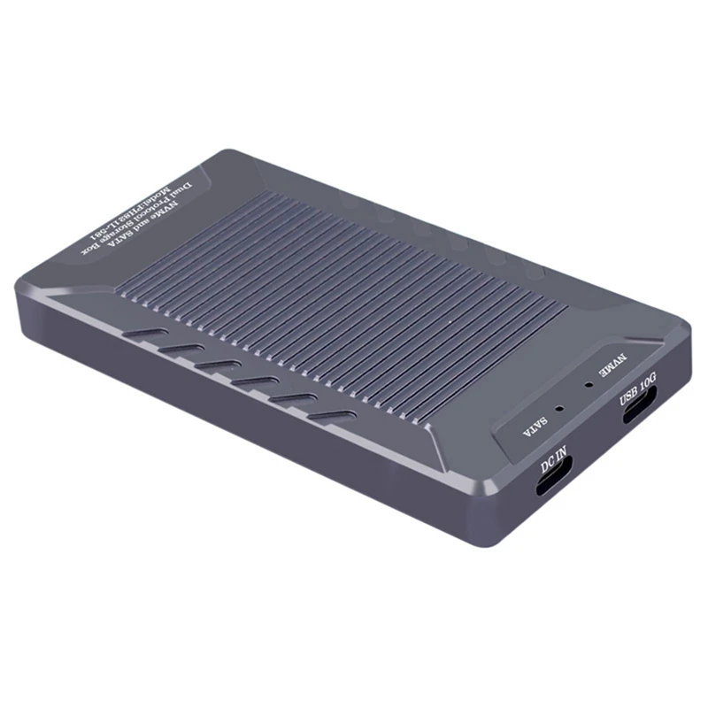 M.2 NVME SATA NGFF SSD Enclosure Single Chip Dual Protocol Dark Gray Aluminum Alloy 10Gb Mobile Storage Hard Drive Box