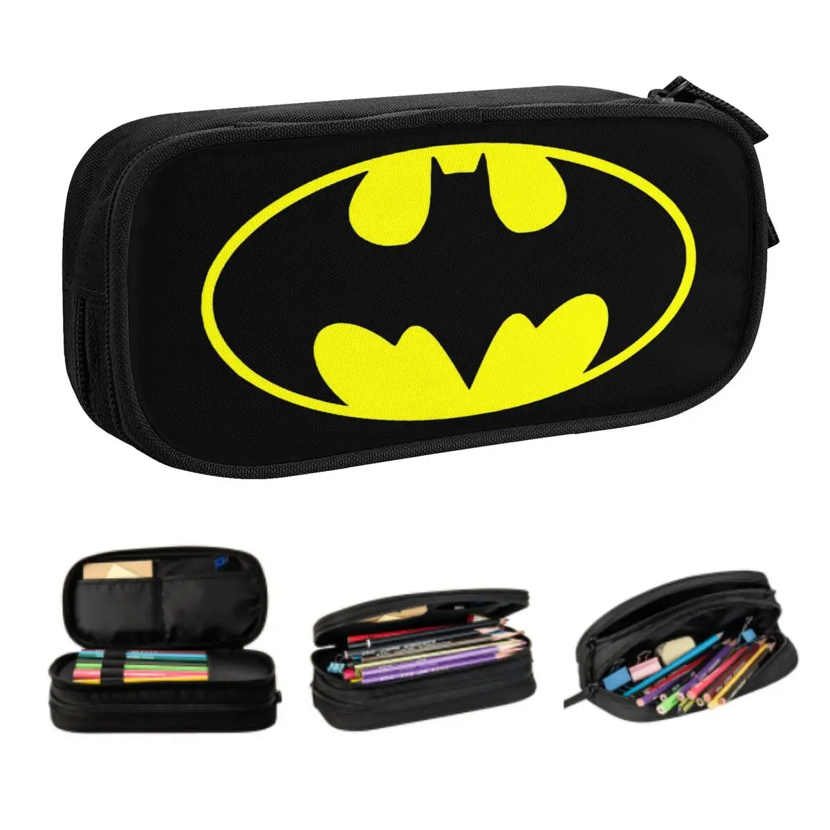 grande capacidade lapis case para meninos e meninas grande capacidade bat logo cutelittle animais custom pen bolsa caixa de papelaria 01