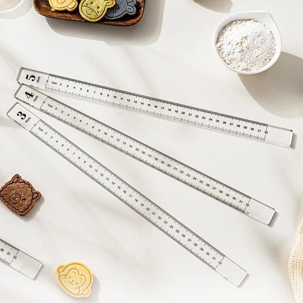 2PCS 3/4/5 MM Baking Leveling Ruler Acrylic DIY Cookie Thickness Measuring Ruler Transparent Biscuit Balance Ruler Dough