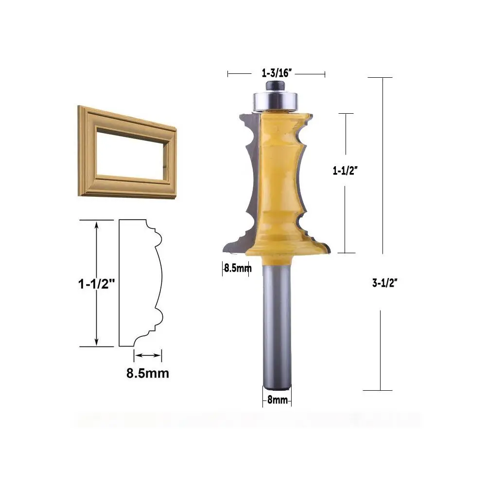 Wooden Cutter Miter Molding Router Bit Alloy Material Tool for Picture Frame Chair Rail and Crown Molding