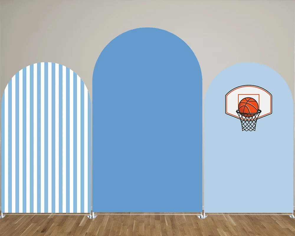 

Blue Solid Color Arch Backdrop Cover with Elastic Bands for Basketball Sports Birthday Party, Newborn Photograph Decoration Prop