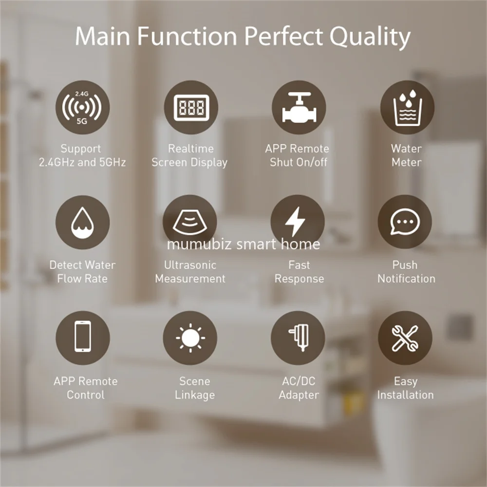 Tuya Smart IP66 Waterproof WiFi Water Valve DN20 0.75 Inch Vavle Realtime Screen Display Water Meter Water Flow Rate Detect