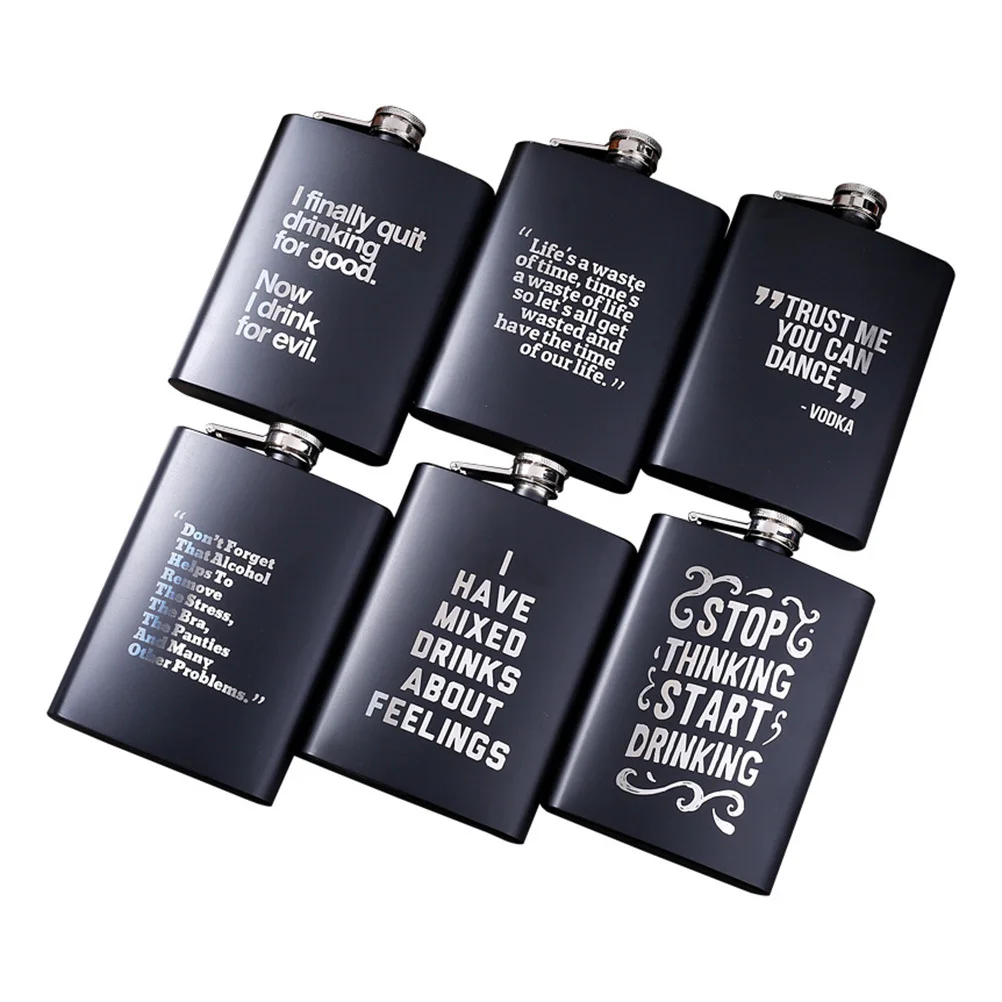 

8 Oz Portable Stainless Steel Flagon Black Pocket Flask for Hiking Camping Travel Wine Bottle Stainless Steel Flagon