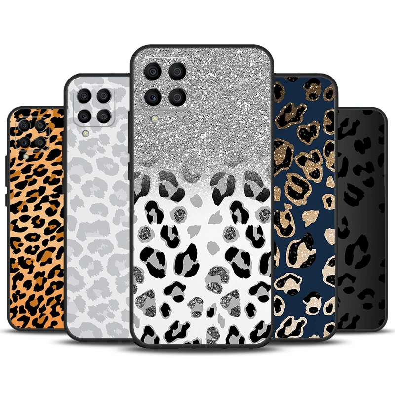 Leopard Print Black Cheetah Pattern Case For Samsung Galaxy M12 M32 M52 M13 M23 M33 M53 M14 M34 M54 M20 M30s M31s M31 M51 Cover