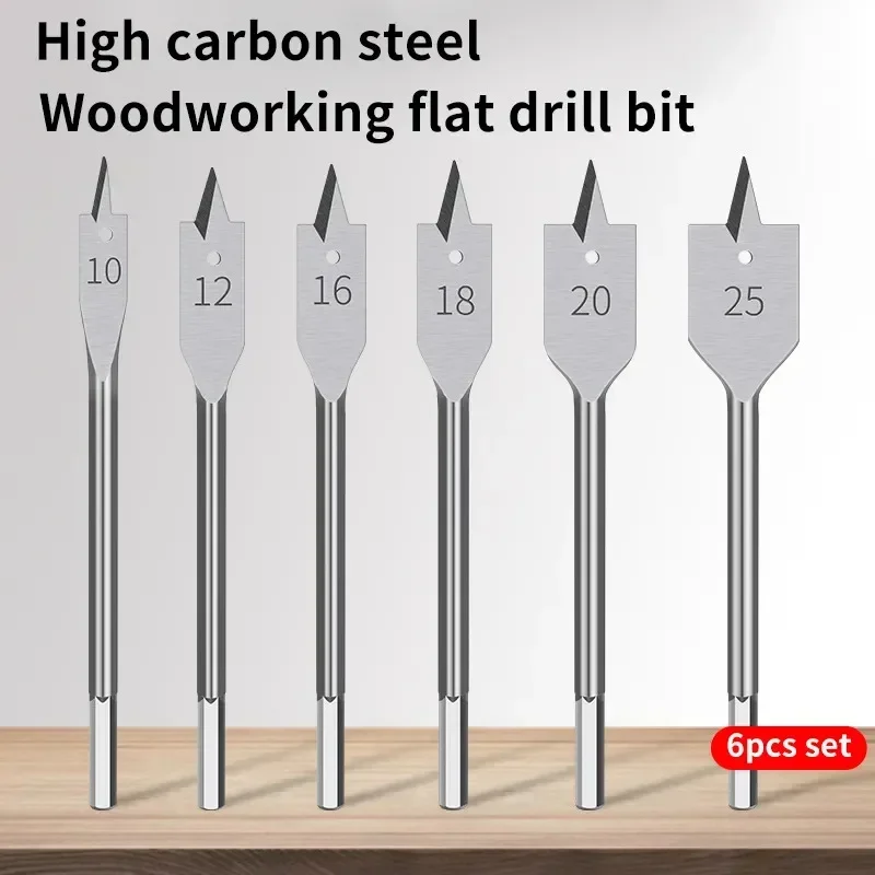 

Flat Drill Bits Set Three-point Woodworking Drill Hole Enlarger Combination Tool for Drawer Door Lock Wood Board Boring