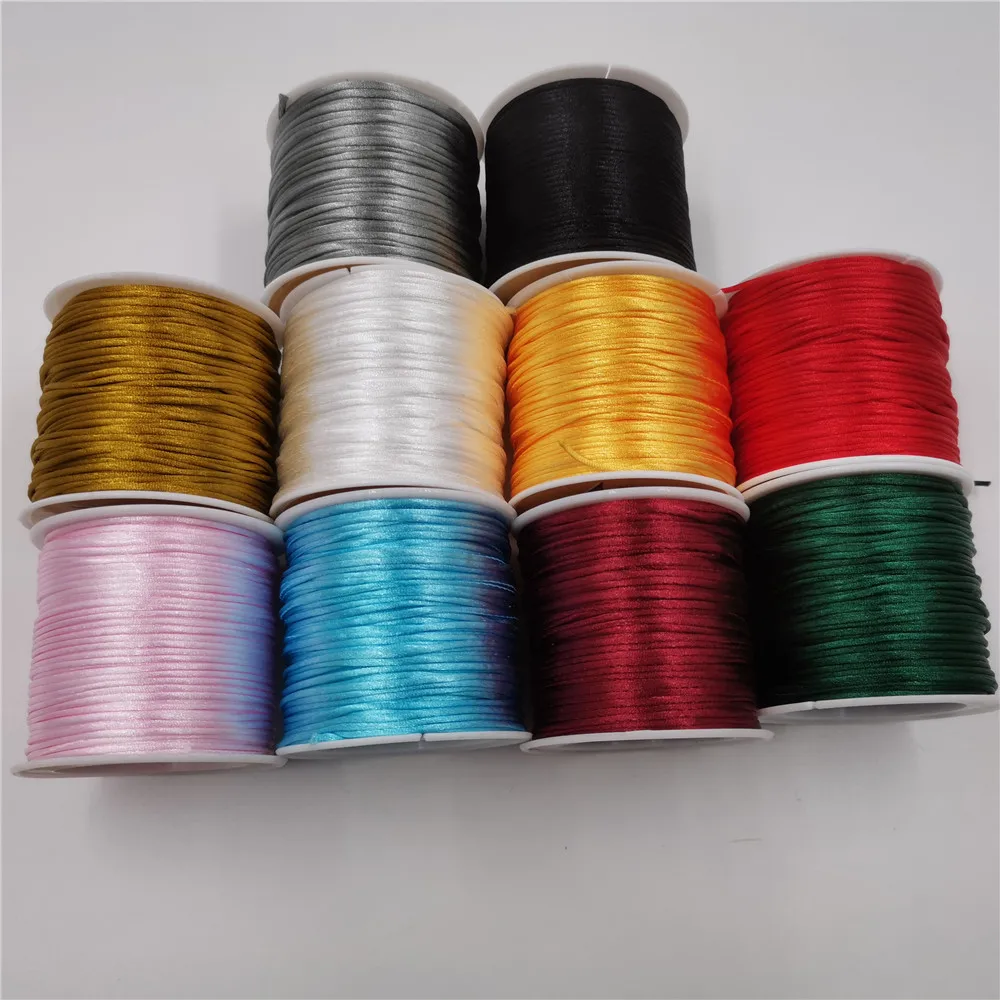 1MM Chinesischen Knoten Starke Geflochtene Macrame Silk Satin Nylon Schnur Seil DIY, Die Entdeckungen Perlen Gewinde Draht 50meter spool