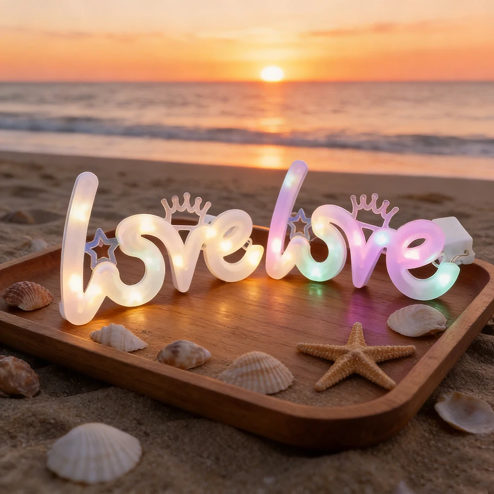 

5pcs Valentine's Day LOVE-shaped Decorative Lamp, Romantic Small Night Lights for Valentine's Day Confession Wedding Party Decor