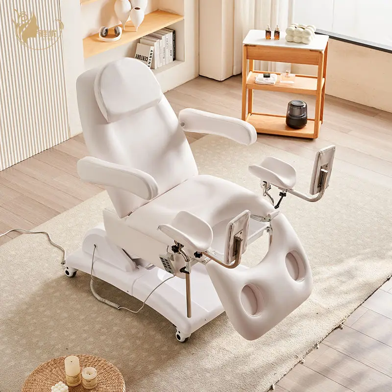 Adjustable Gynecological Examination Bed, Medical OB/GYN Exam Table with Height Adjustment & Rotation, PU Leather Hospital Clini