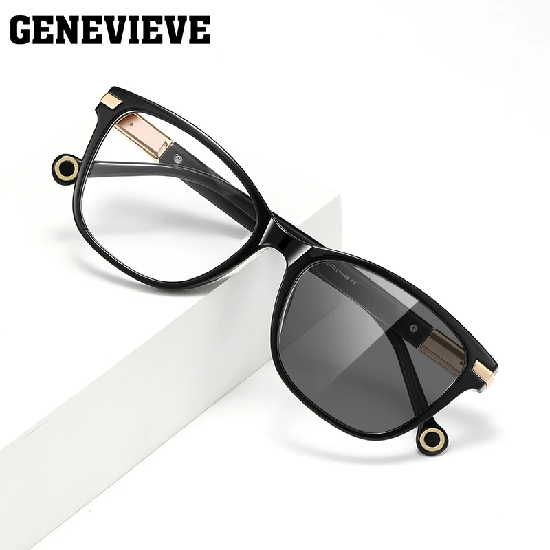 GENEVIEVE New Personalized Geometric Frame Design Ladies Photochromic Blue Light Reading Glasses Customizable Prescription