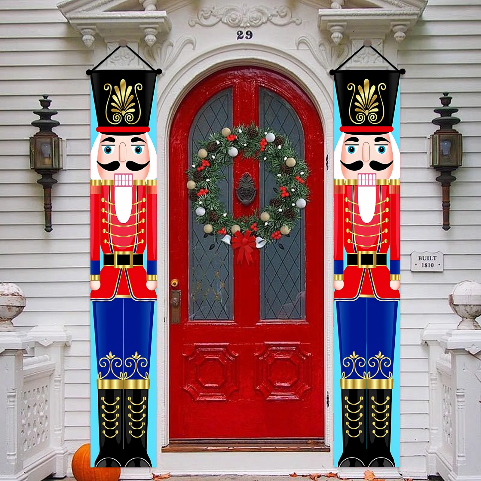 Nutcracker Banner Christmas Decorations，Welcome Sign for Porch Front Door Indoor Outdoor，Xmas Décor Indoor &Outdoor – Life Size